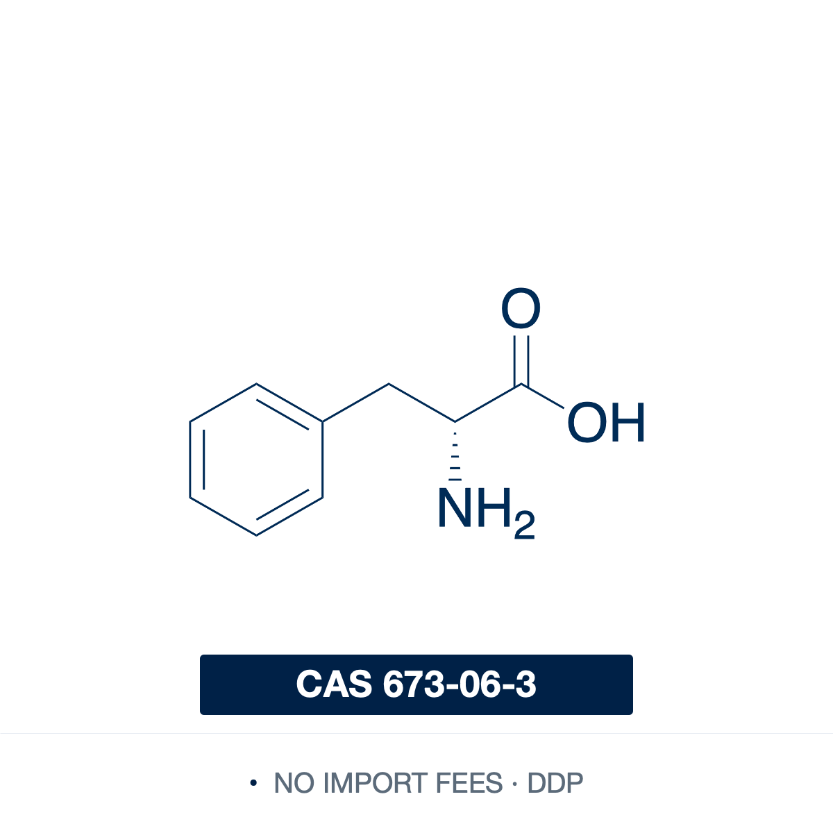 Chemical structure of D-Phenylalanine, CAS 673-06-3, ≥99.0% — unnatural D-enantiomer of phenylalanine used as a chiral building block in peptide synthesis, asymmetric catalysis, and enantioselective biotransformation studies. Supplied by NorrChemica with DDP shipping. CoA and SDS provided.