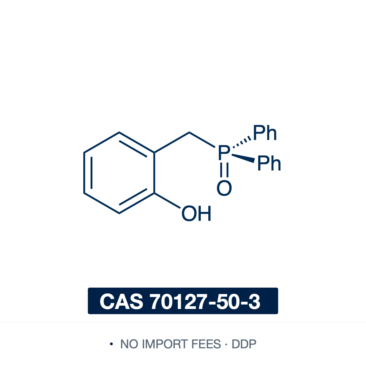 Chemical structure of Denton's Mitsunobu Catalyst ((2-hydroxybenzyl)diphenylphosphine oxide), CAS 70127-50-3, ≥98% — bifunctional phenolic phosphine oxide organocatalyst (C19H17O2P). The premier catalyst for the redox-neutral catalytic Mitsunobu reaction, used substoichiometrically for stereospecific dehydrative C-O/C-N coupling of alcohols. Phosphorus stays P(V), so water is the only by-product and no stoichiometric phosphine or azodicarboxylate is needed. Supplied by NorrChemica with DDP shipping. CoA