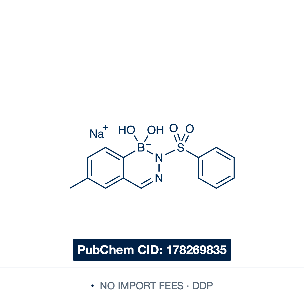 Chemical structure of VI880 (Diazaborine 64), water-soluble sodium salt matched-pair reference compound from Ilina et al. J. Med. Chem. 2026, 69, 3796–3810 — 6-methyl phenylsulfonyl benzodiazaborine for FabI matched-pair SAR studies, colistin synergy mechanism research, and structure-activity comparative pharmacology. Supplied by NorrChemica with DDP shipping. CoA and SDS provided.