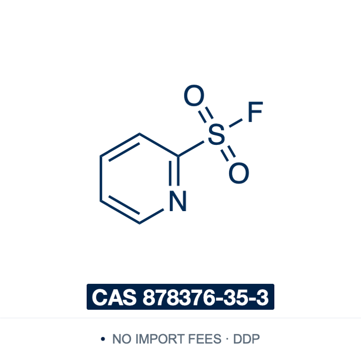 Chemical structure of PyFluor (pyridine-2-sulfonyl fluoride), C₅H₄FNO₂S, CAS 878376-35-3, ≥97% — thermally stable deoxyfluorination reagent converting primary and secondary alcohols to alkyl fluorides with a guanidine or amidine base, developed as a selective alternative to DAST with minimal elimination byproducts. Supplied by NorrChemica with DDP shipping. CoA and SDS provided.