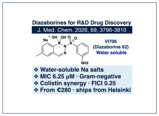 Water-Soluble Diazaborines: Selective Gram-Negative Antibiotic Candidates for Synergy Studies and R&D