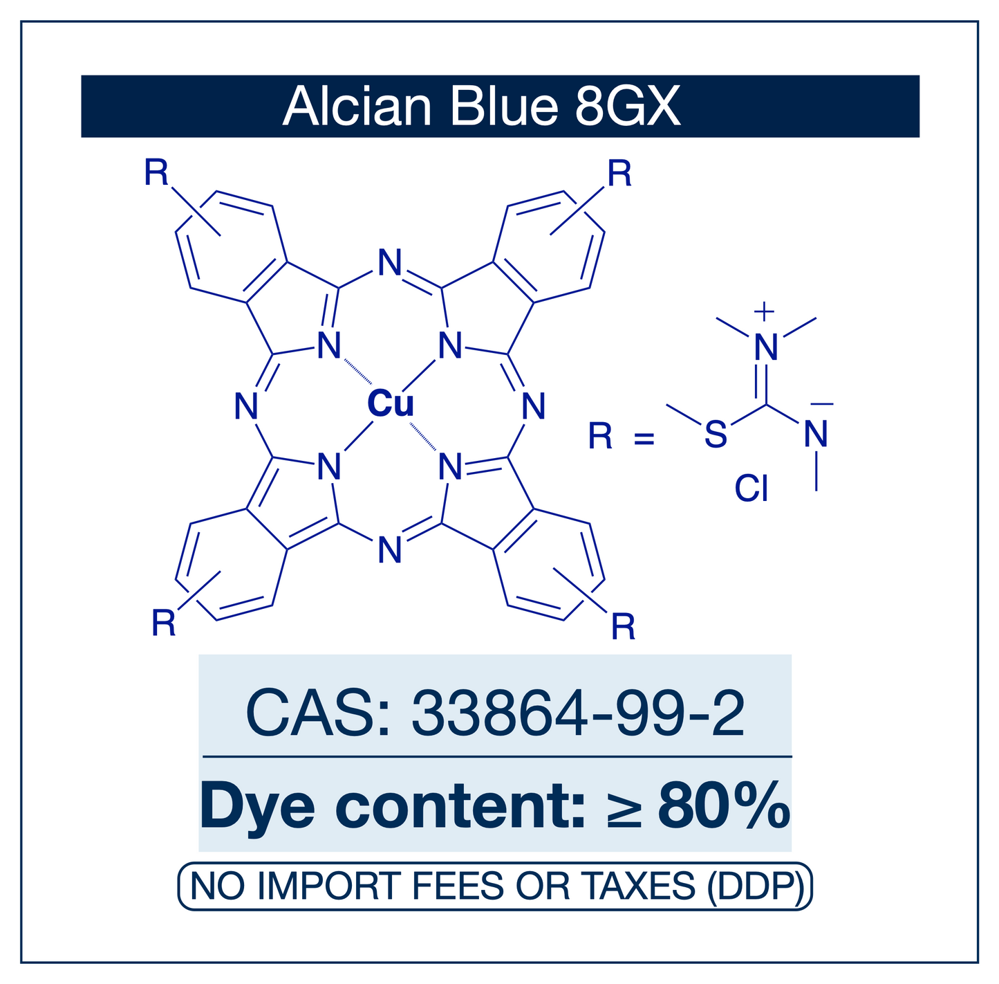 Alcian Blue 8GX | CAS 33864-99-2 | Dye content ≥ 80%, Certified | Histology & Microscopy Stain