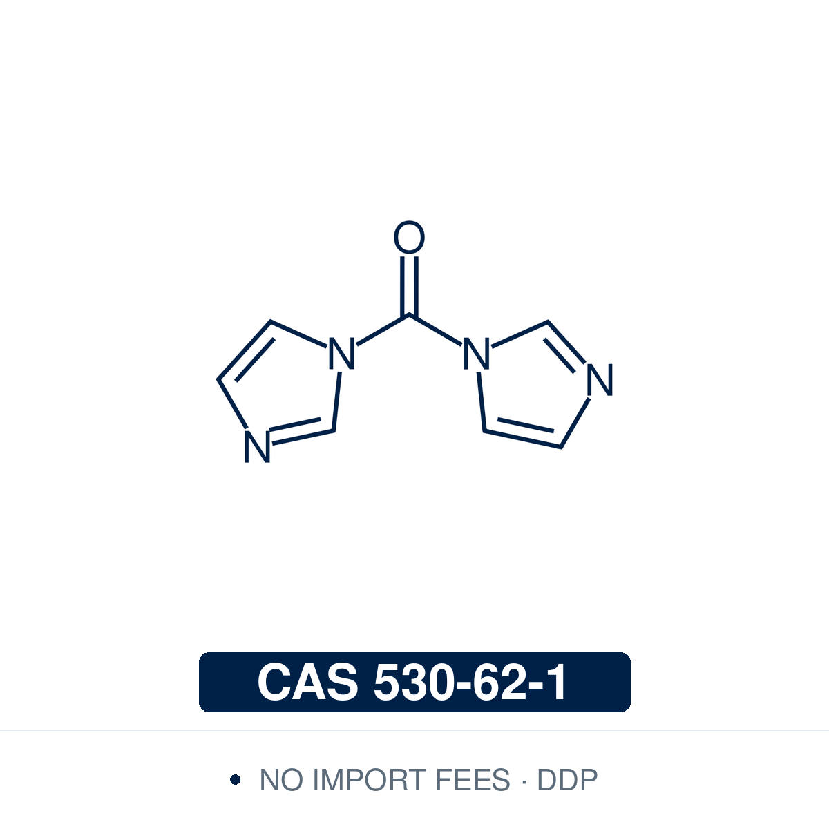 Chemical structure card of CDI (1,1'-carbonyldiimidazole), CAS 530-62-1 — NorrChemica, DDP shipping.
