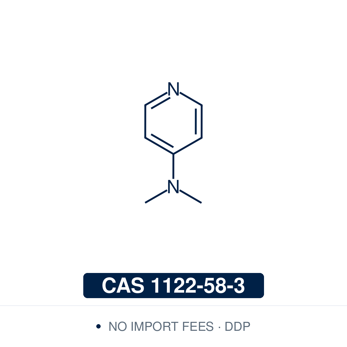 Chemical structure card of 4-Dimethylaminopyridine (DMAP), CAS 1122-58-3 — NorrChemica, DDP shipping.