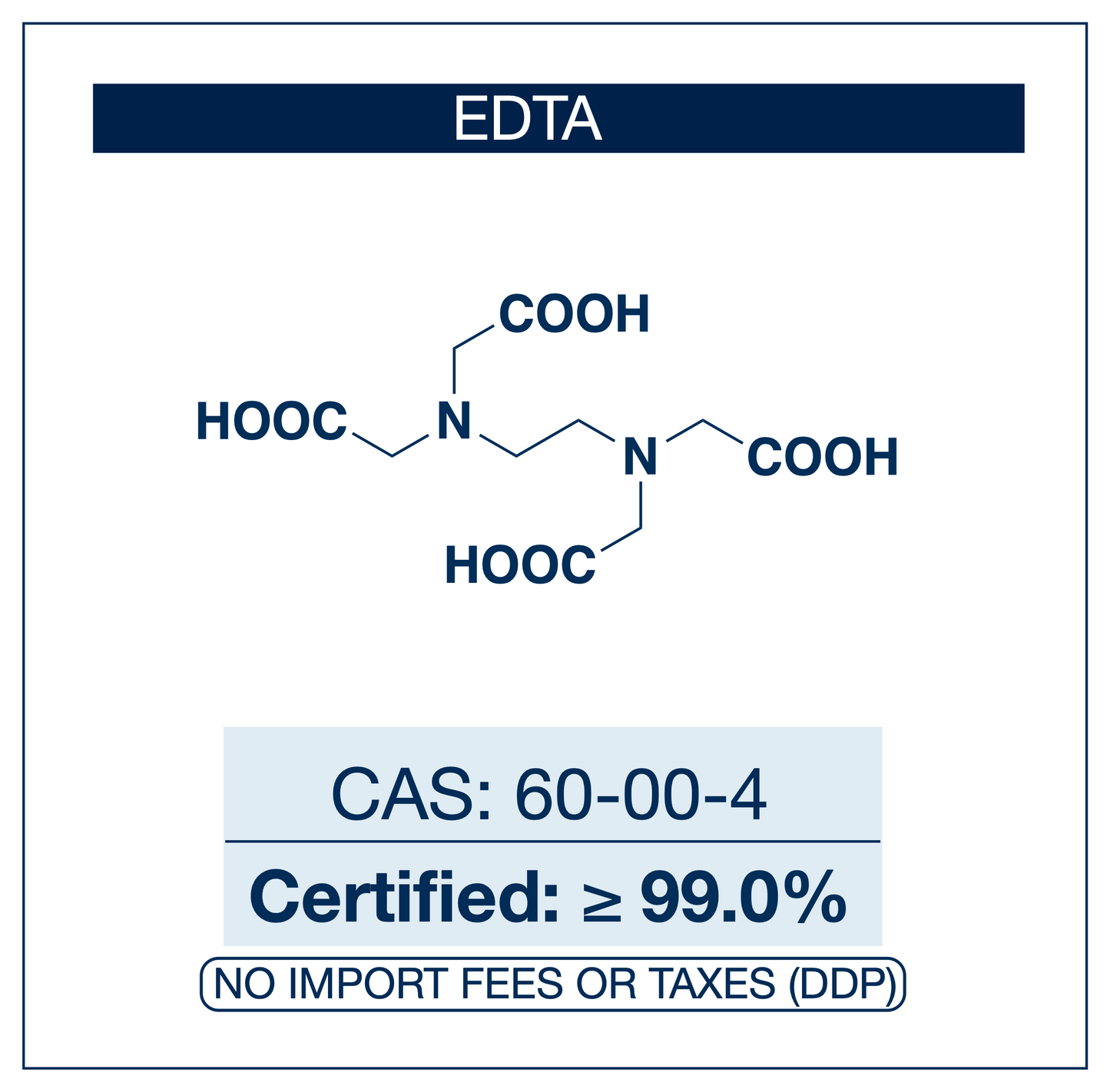 EDTA (Ethylenediaminetetraacetic Acid) | CAS 60-00-4 | High-Purity ≥ 99 % ACS Grade | Chelating & Buffer Agent | NorrChemica™ EU Seller