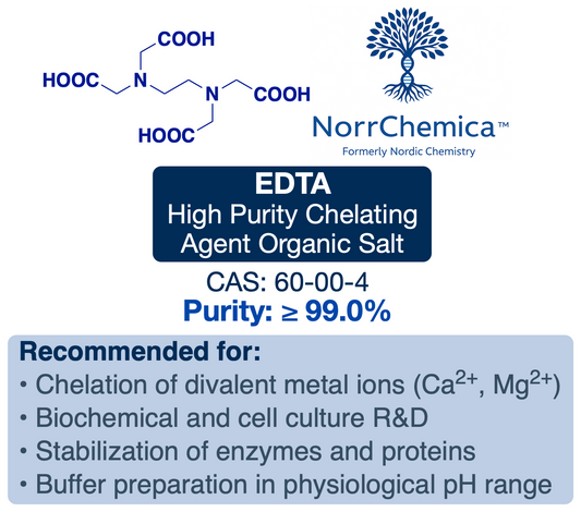 EDTA (Ethylenediaminetetraacetic Acid) | CAS 60-00-4 | High-Purity ≥ 99 % ACS Grade | Chelating & Buffer Agent | NorrChemica™ EU Seller