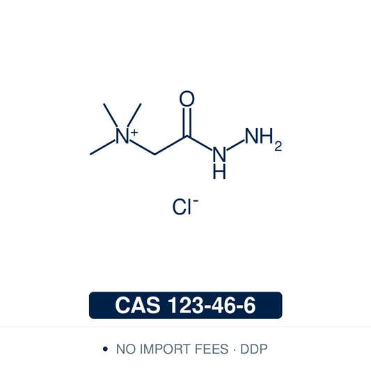 Chemical structure of Girard's Reagent T, CAS 123-46-6, ≥98% — quaternary ammonium hydrazide that converts aldehydes and ketones into positively charged hydrazones, used to raise mass-spectrometry sensitivity in LC-MS/MS of ecdysteroids and of 5-formyl-2′-deoxyuridine in DNA, and in MALDI-TOF-MS profiling of reducing glycans. Supplied by NorrChemica with DDP shipping. CoA and SDS provided.