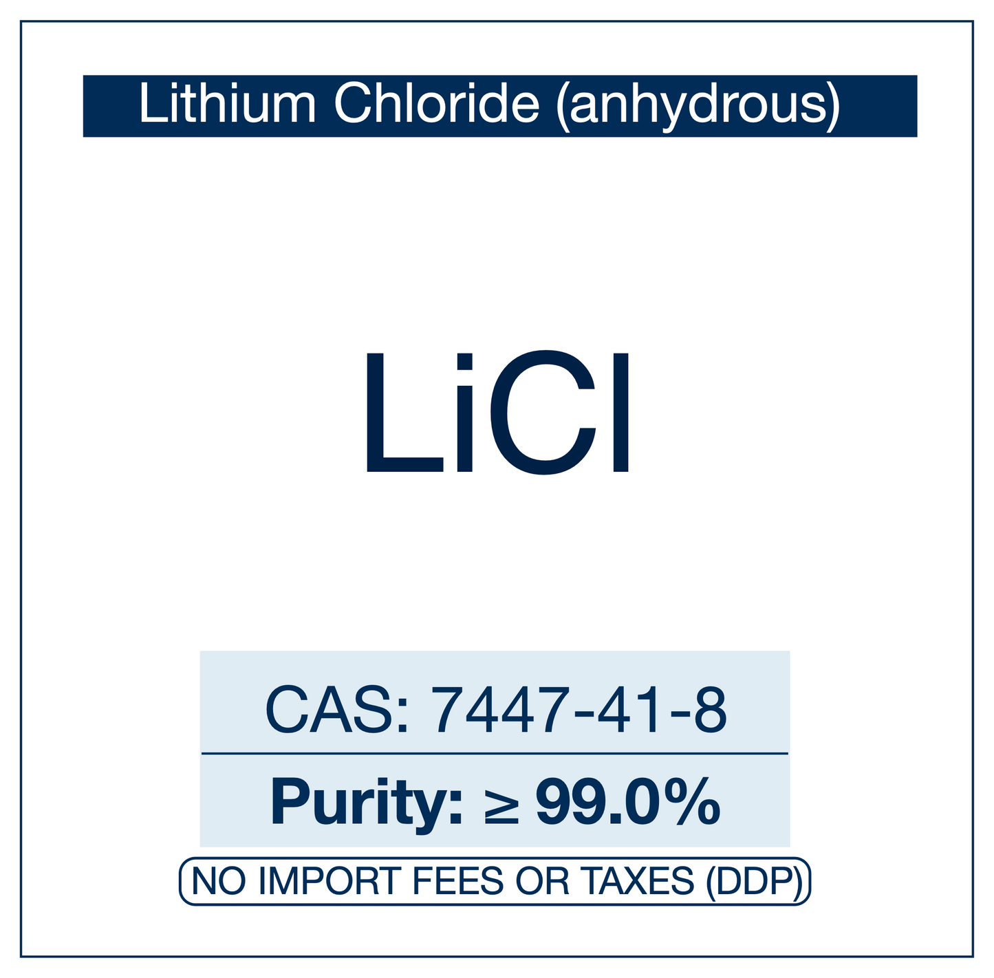 Lithium Chloride (Anhydrous Powder) | CAS 7447-41-8 | Purity ≥ 99.0 %| Analytical & Synthetic Reagent | RUO | EU Seller