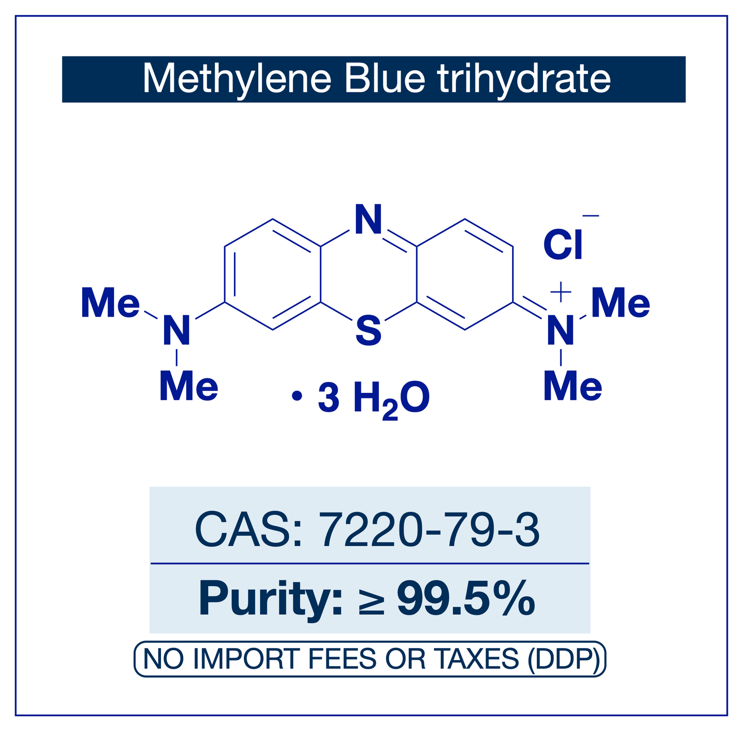 Methylene Blue Trihydrate Powder | ≥99.5% Purity | 3rd-Party Tested | CAS 7220-79-3 | EU-Based Supplier