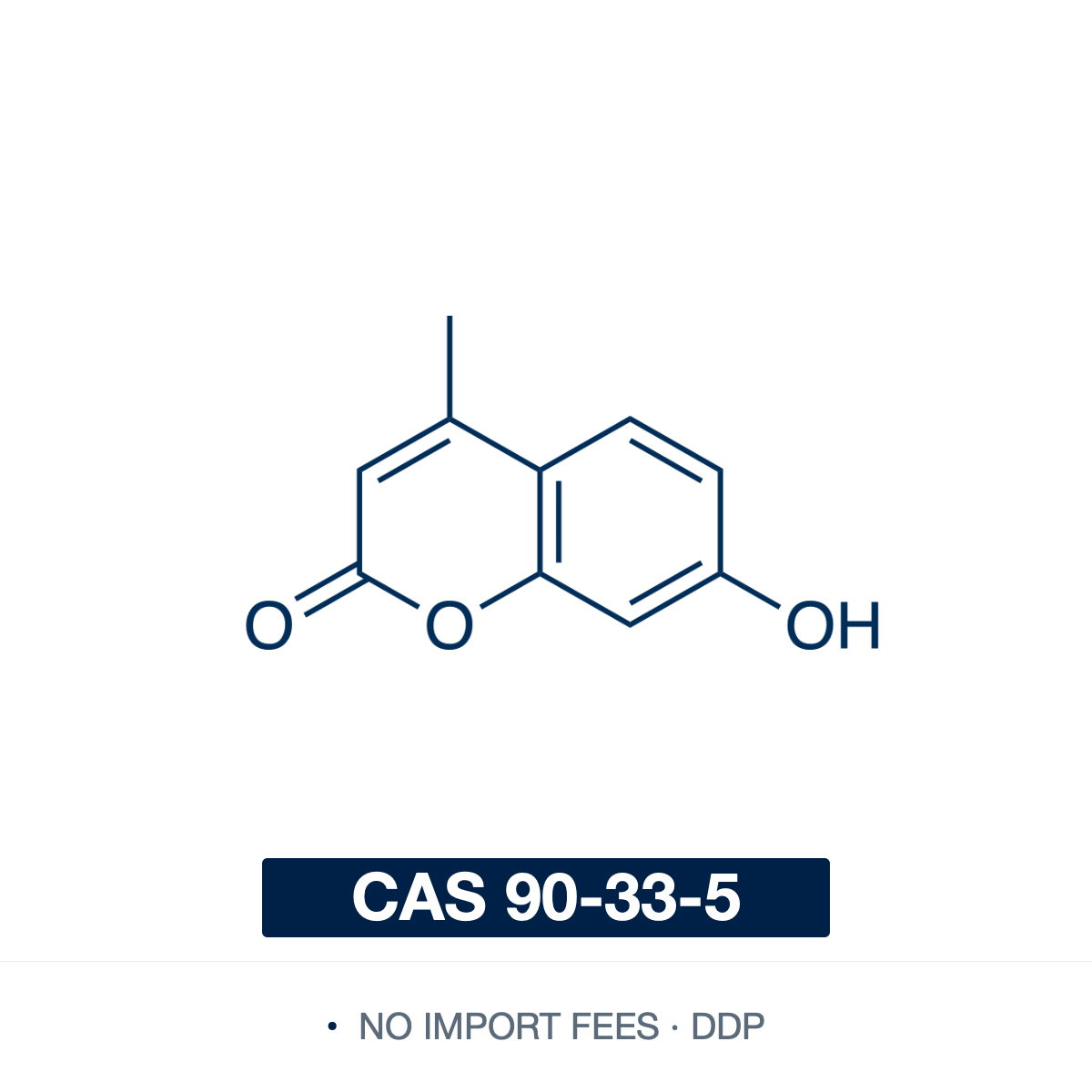 Chemical structure of 4-Methylumbelliferone, CAS 90-33-5, ≥98% — 7-hydroxy-4-methyl-2H-chromen-2-one (4-MU), a pH-sensitive blue-fluorescent coumarin and the fluorogenic aglycone released by glycosidase, sulfatase and phosphatase substrates, also a hyaluronan-synthase inhibitor in cell biology. Supplied by NorrChemica with DDP shipping. CoA and SDS provided.