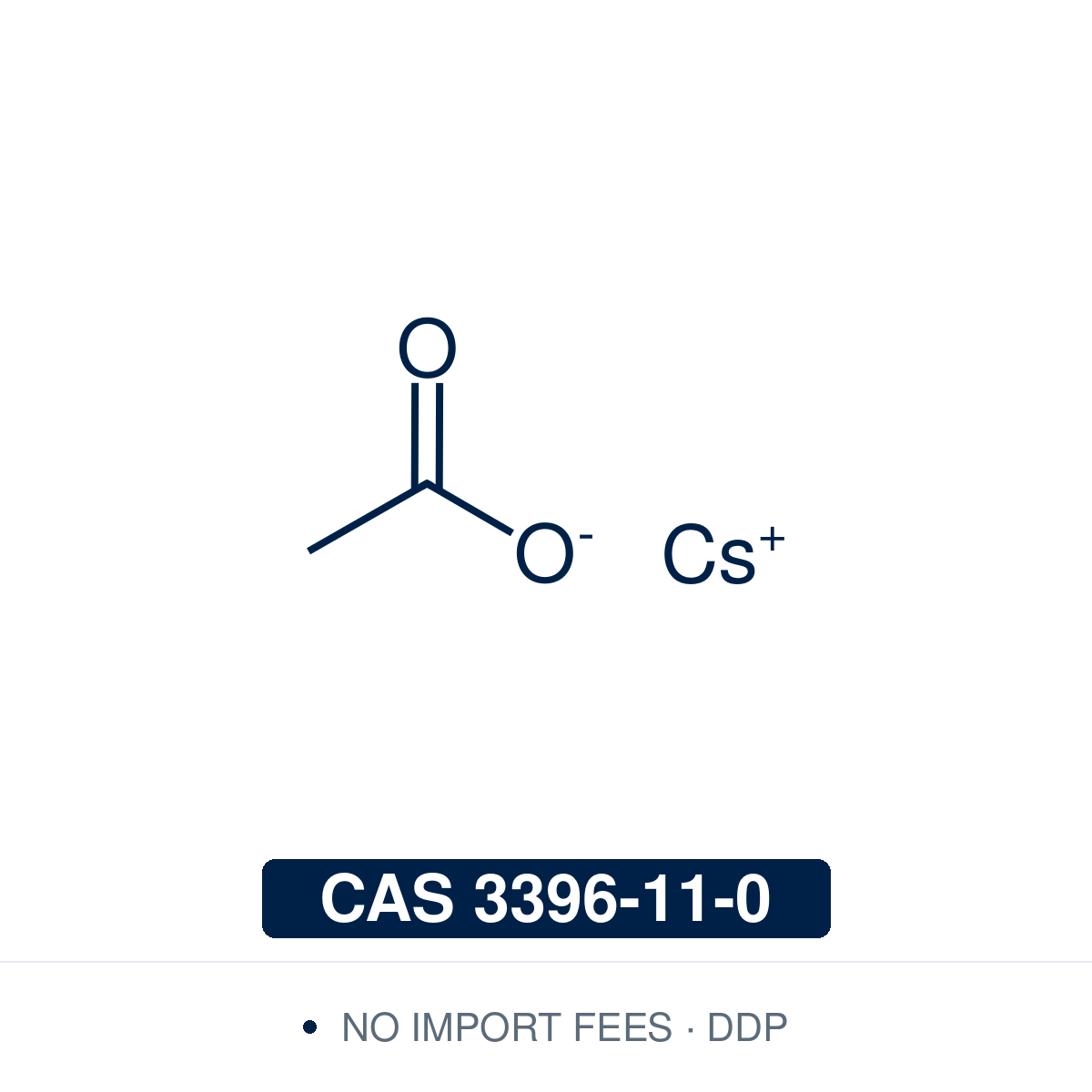 Chemical structure of Cesium acetate, CAS 3396-11-0, ≥99%. Supplied by NorrChemica with DDP shipping. CoA and SDS provided.