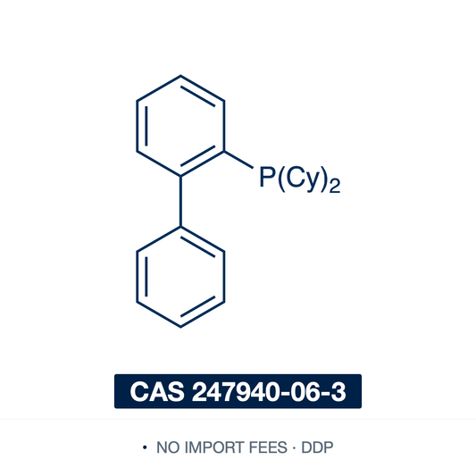 Chemical structure of CyJohnPhos (2-(dicyclohexylphosphino)biphenyl; (2-biphenyl)dicyclohexylphosphine), CAS 247940-06-3, ≥98% — bulky, electron-rich, air-stable monodentate dialkylbiaryl (Buchwald) phosphine ligand (C24H31P), a dicyclohexylphosphino group at the 2-position of a biphenyl scaffold. A highly active ligand for Pd-catalyzed Buchwald-Hartwig amination and Suzuki coupling of aryl chlorides, and for gold(I) catalysis. Supplied by NorrChemica with DDP shipping. CoA and SDS provided.