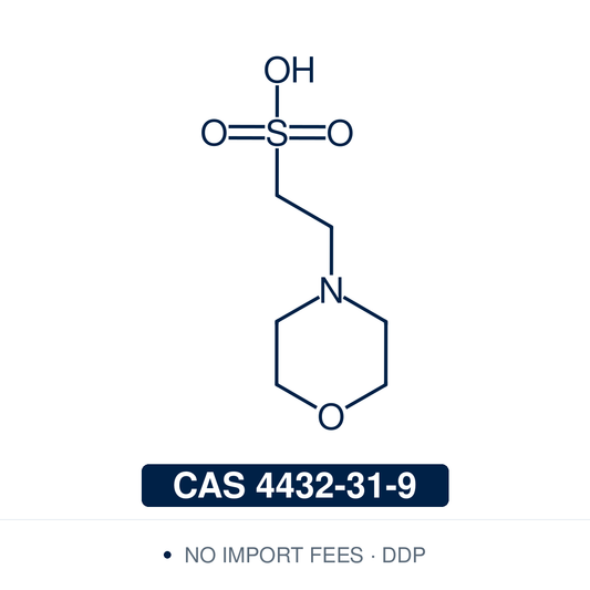 Chemical structure of MES (2-(N-Morpholino)ethanesulfonic acid), CAS 4432-31-9, certified ≥98.0% — zwitterionic Good’s buffer with pKa 6.1 widely used in cell culture, electrophoresis, and protein purification at slightly acidic pH. Supplied by NorrChemica with DDP shipping. CoA and SDS provided.