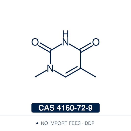 Chemical structure of N1-Methylthymine, CAS 4160-72-9, ≥95% — N1-methylated thymine derivative used in nucleobase chemistry and as a precursor for selective N3-functionalisation of the pyrimidine-2,4-dione ring. Supplied by NorrChemica with DDP shipping. CoA and SDS provided.provided.