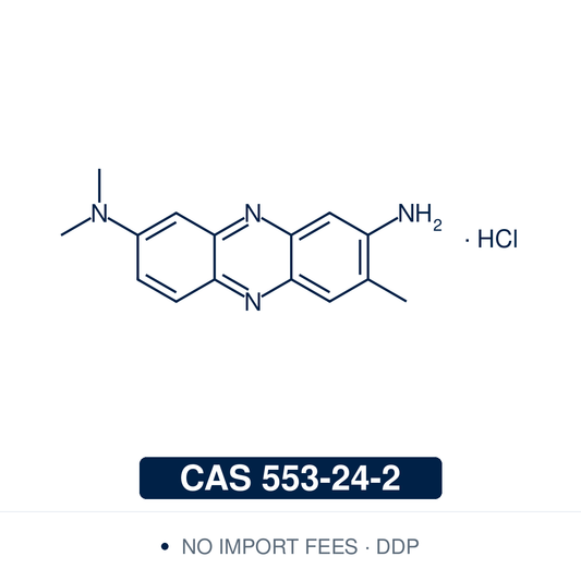 Chemical structure of Neutral Red, CAS 553-24-2, Biological Stain Grade — phenazine biological stain and pH indicator used for cell-viability uptake assays and histological staining. Supplied by NorrChemica with DDP shipping. CoA and SDS provided.