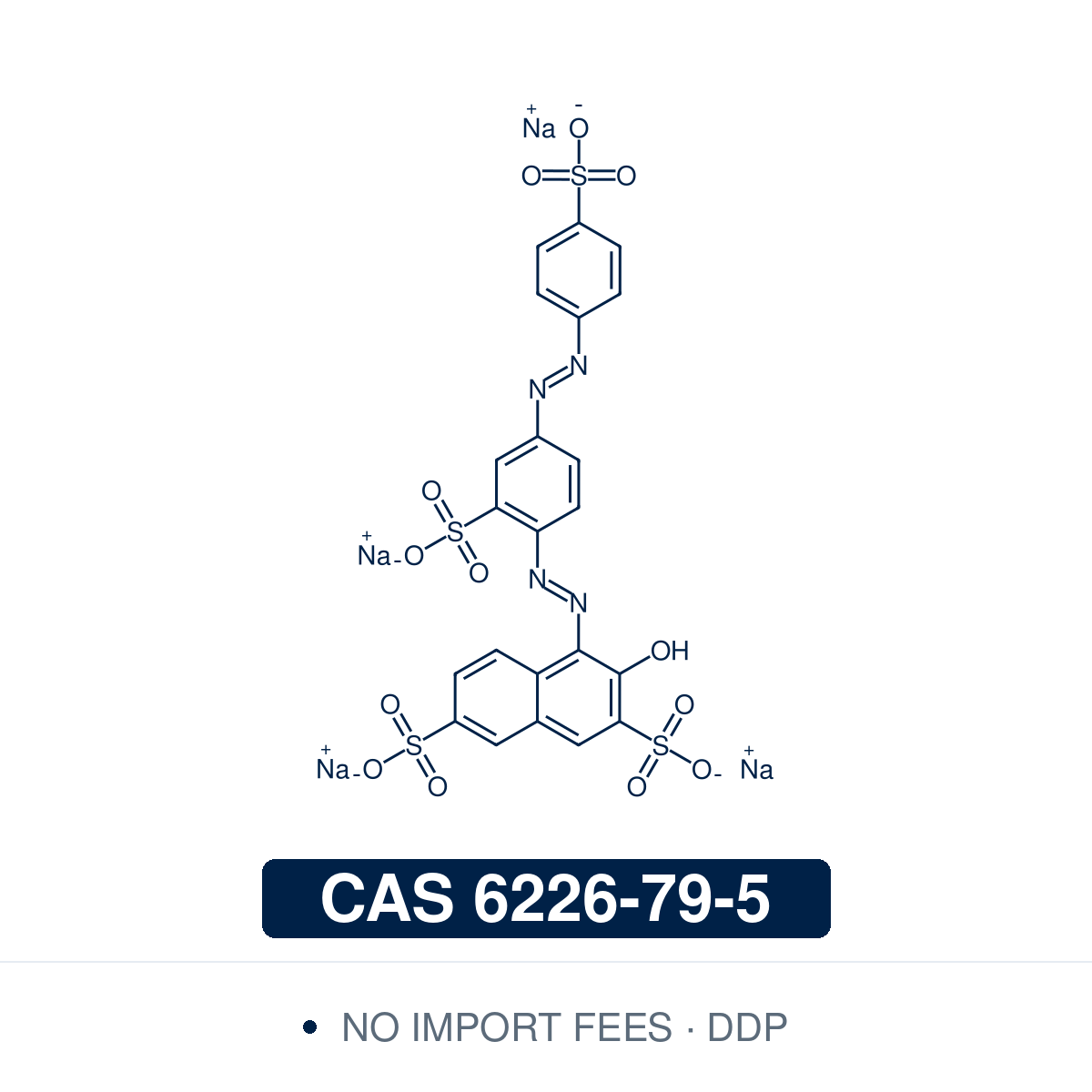 Chemical structure of Ponceau S (Acid Red 112), CAS 6226-79-5 — BS Grade tetrasodium salt of the bis-azo naphthol disazo dye, drawn with all four sulfonate groups as –SO3⁻ Na⁺ ion pairs (the form supplied). Used as a reversible total-protein stain on nitrocellulose and PVDF membranes in Western blotting. Supplied by NorrChemica with DDP shipping. CoA and SDS provided.