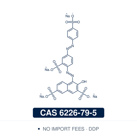 Chemical structure of Ponceau S (Acid Red 112), CAS 6226-79-5 — BS Grade tetrasodium salt of the bis-azo naphthol disazo dye, drawn with all four sulfonate groups as –SO3⁻ Na⁺ ion pairs (the form supplied). Used as a reversible total-protein stain on nitrocellulose and PVDF membranes in Western blotting. Supplied by NorrChemica with DDP shipping. CoA and SDS provided.