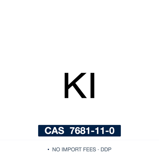 Potassium iodide (KI), CAS 7681-11-0, ≥99.0% — a source of iodide ion used in nucleophilic halide exchange (Finkelstein reaction) and as a reagent in organic synthesis and analytical chemistry. Supplied by NorrChemica with DDP shipping. CoA and SDS 