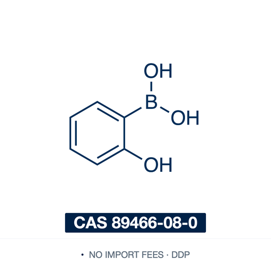 Chemical structure of (2-Hydroxyphenyl)boronic Acid (2-hydroxybenzeneboronic acid; 2-boronophenol), CAS 89466-08-0, ≥98% — ortho-hydroxy arylboronic acid with a –B(OH)2 adjacent to a phenolic OH (C6H7BO3; the free boronic acid, may contain some cyclic anhydride/boroxine). A Suzuki–Miyaura building block and pharmaceutical intermediate whose boronic acid binds diols reversibly, useful in saccharide sensing and drug-delivery design. Supplied by NorrChemica with DDP shipping. CoA and SDS provided