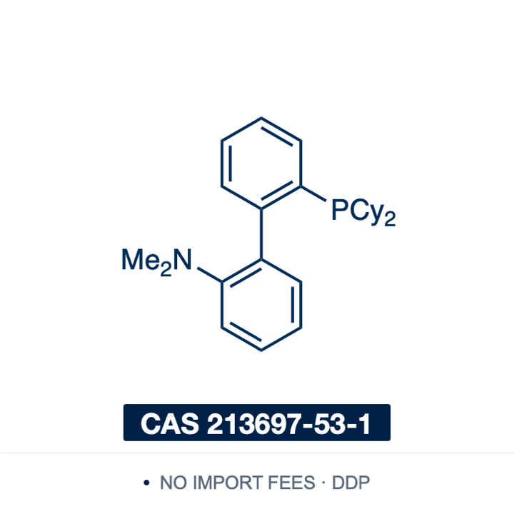 Chemical structure of DavePhos (2′-(dicyclohexylphosphino)-N,N-dimethyl-[1,1′-biphenyl]-2-amine), CAS 213697-53-1, ≥98% — electron-rich dialkylbiaryl phosphine, among the earliest of the Buchwald ligands, carrying a dimethylamino group ortho on the second ring for palladium-catalysed Buchwald–Hartwig amination and Suzuki–Miyaura coupling of aryl halides. Supplied by NorrChemica with DDP shipping. CoA and SDS provided.