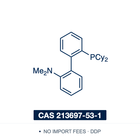 Chemical structure of DavePhos (2′-(dicyclohexylphosphino)-N,N-dimethyl-[1,1′-biphenyl]-2-amine), CAS 213697-53-1, ≥98% — electron-rich dialkylbiaryl phosphine, among the earliest of the Buchwald ligands, carrying a dimethylamino group ortho on the second ring for palladium-catalysed Buchwald–Hartwig amination and Suzuki–Miyaura coupling of aryl halides. Supplied by NorrChemica with DDP shipping. CoA and SDS provided.