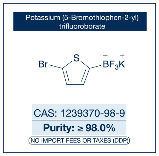 Chemical structure of potassium (5-bromothiophen-2-yl)trifluoroborate with CAS number 1239370-98-9, purity ≥98%, supplied DDP by NorrChemica.