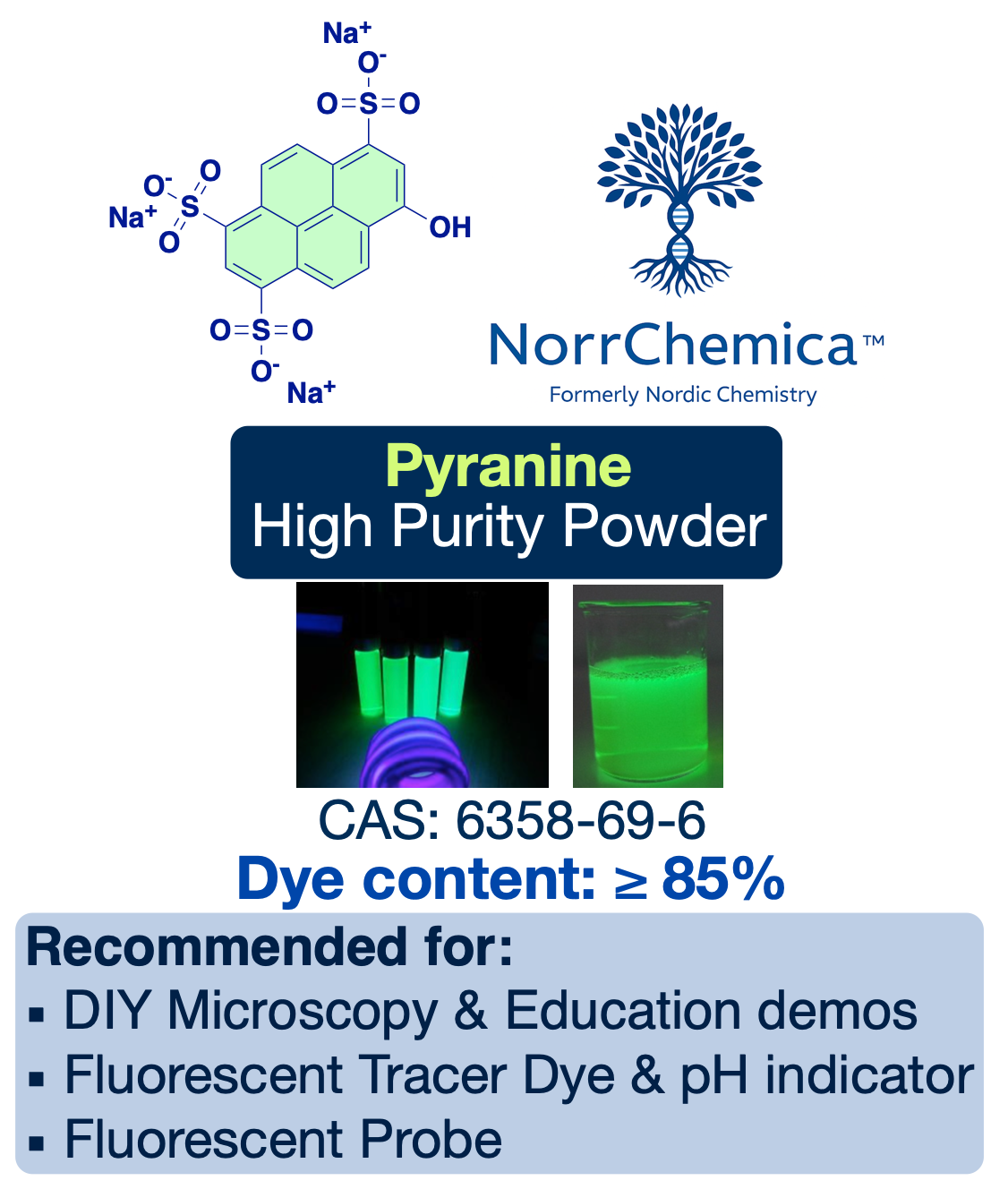 Pyranine (powder) | CAS 6358-69-6 | Dye Content ≥ 85% (Research Grade, 3rd-Party Tested) | Fluorescent pH Indicator Dye
