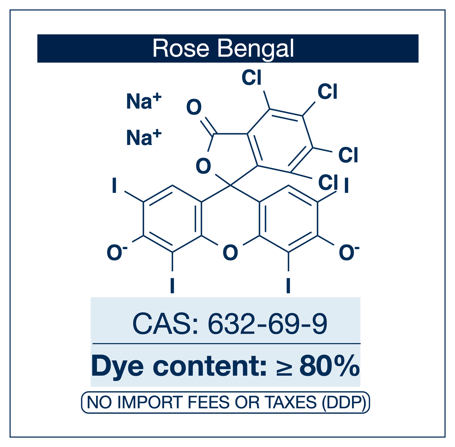 Rose Bengal (Disodium Salt) | CAS 632-69-9 | Acid Red 94 | Dye content ≥ 80% | RUO | EU Seller